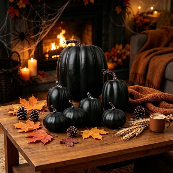 CaiTeLin Halloween Artificial Foam Pumpkins Mixed Size, Fake Pumpkin Ornament Set with Color Choice Option, Fall Harvest Decor for Table, Mantel, Porch, Home Indoor Display Use