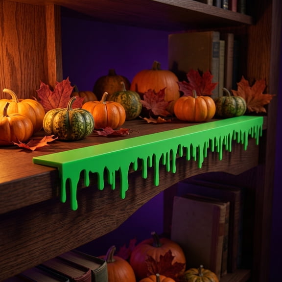 CaiTeLin Halloween Dripping Slime Decor, Spooky Green Drip Shelf, Horror Room Party Display, Bookshelf Mantel Fireplace Home Decor for Table, Living Room, Party, Indoor Use