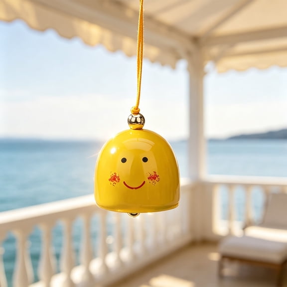 CaiTeLin Happy Face Chime, Colorful Door Hanging with Gentle Sound and Metal Bell, Home Garden Party Festival Window Mantel Desk Table Shelf Room Counter Decor for Outdoor, Indoor, Party, Home