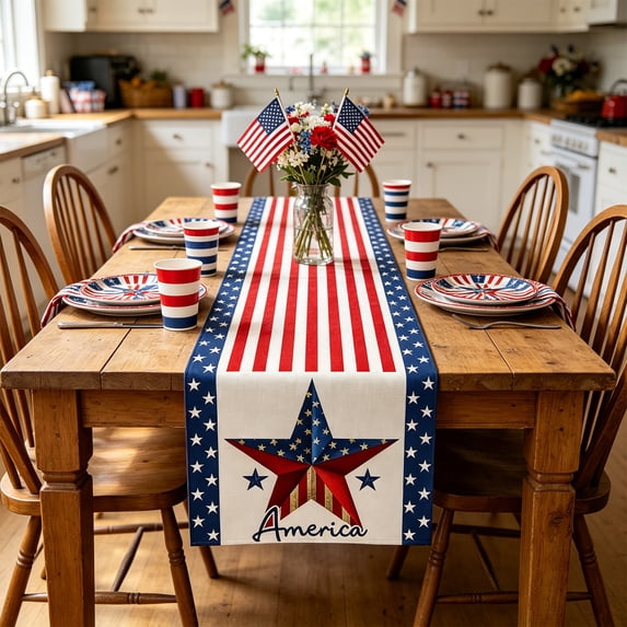 CaiTeLin Independence Day Table Runner, Remembrance Day Tablecloth ...