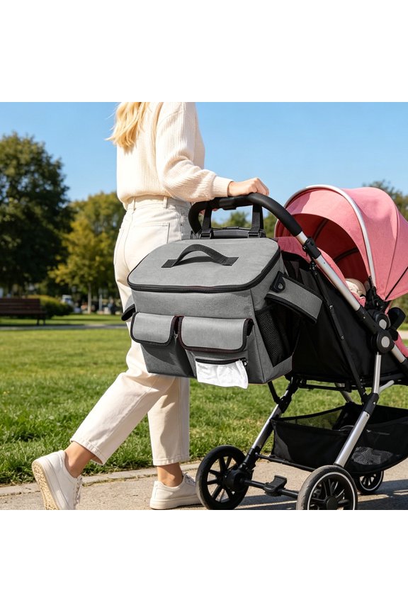 Insulated Multi-pocket Cart Organizer Bag, Detachable Strap 3 Ways Carry Waterproof, Shopping Camping Outdoor Daily Travel Tote for Home Daily Use Indoor Outdoor Use