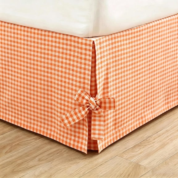 CaiTeLin Lace Up Bedspread Durable Construction, Single Piece Checkered Dustproof Bed Skirt, Box Cover Apron Bedding For Home Bedroom Spring Summer Decor