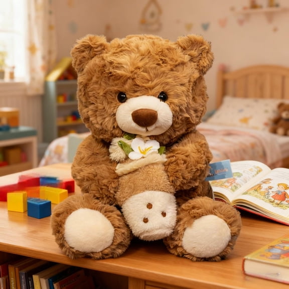 CaiTeLin Milk Tea Bear Plush Toy, Super Soft Stuffed Animal, Cute Plush Doll, Anxiety Relief Companion, For Birthday and Holiday Gifts, B