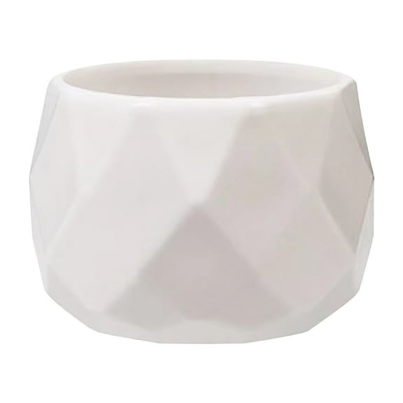 CaiTeLin Mini Flower Pot, Wool Hook Planter, Diamond Pattern, Small Potted Plants Container, Car Dashboard Decor, Decorative Holder for Succulents and Small Plants, White