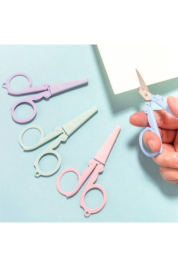Mini Portable Travel Scissors, Folding Small Scissors with Safety Lock and Keychain Ring Design, Compact Cutting Tool for Home Office Travel Daily Craft Task Use