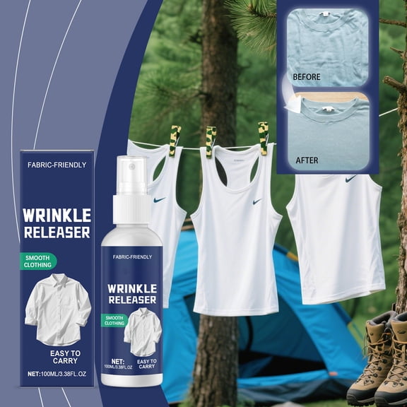 CaiTeLin Portable Clothes Wrinkle Release Spray 3.4oz, Fabric Smoothing Spray Gentle Wrinkle Remover Formula, Travel Size Spray for Shirts, Pants, Sweaters, Clothing Care Use