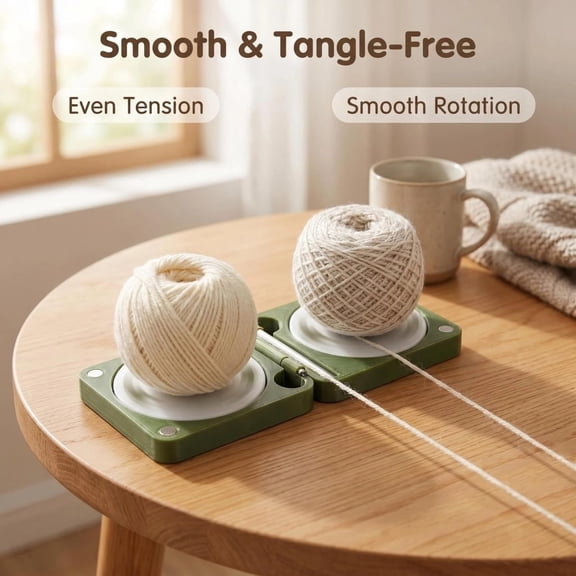 CaiTeLin Portable Yarn Storage Box, Rotatable Folding Double Line Winding Spinner with Clear Lid, Crochet and Knitting Thread Organizer for Home, Travel, Craft Room, Sewing Desk Decor Use