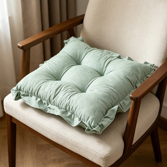 CaiTeLin Ruffled Border Tufted Chair Cushion Soft, Thick Cozy Seat Pad Non-Slip Decorative Cover with Soft Padding, Chair Pad for Dining Chair, Kitchen, Bedroom, Home Indoor Use Display