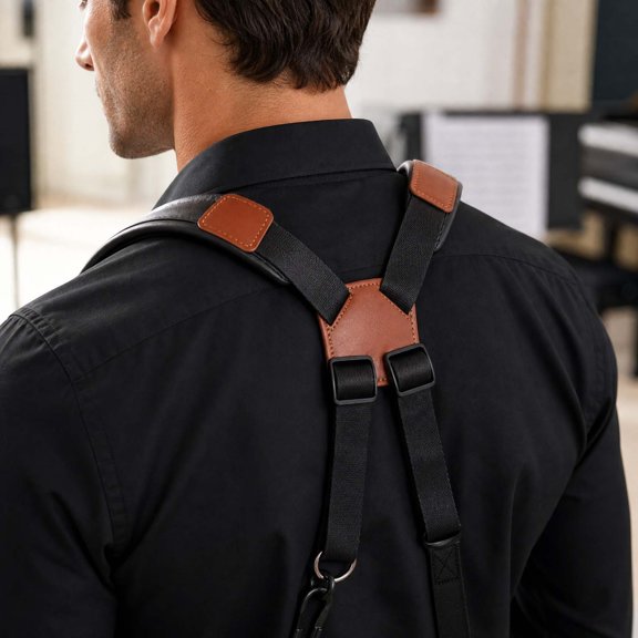 CaiTeLin Saxophone Backpack Strap Padded Shoulder, Adjustable Instrument Carrying Strap, Musician Gear for Band, Orchestra, School, Home, Travel, Performance, Daily Practice, Gig, Concert