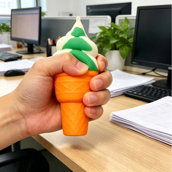 CaiTeLin Slow Rising Ice Cream Kneading Toy, Music Sensory Plaything, Soft Squeeze Fidget For Desk Office Home Relaxation Recreation