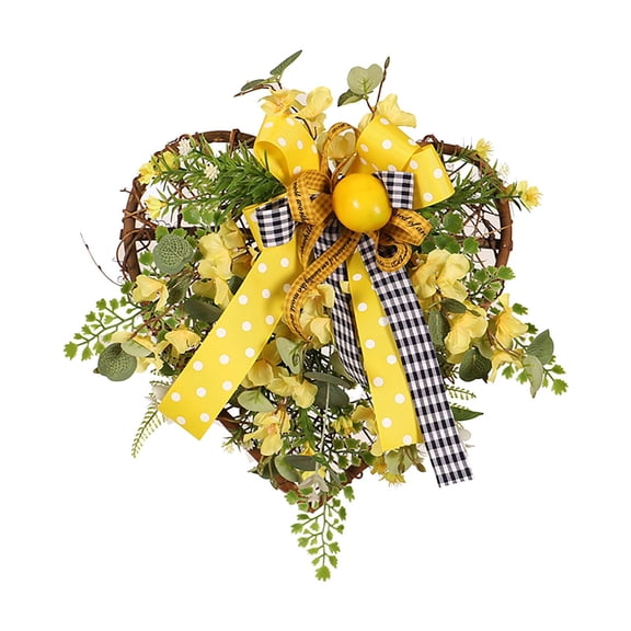 CaiTeLin Spring Summer Wreath, Colorful Flower Garland, Artificial Greenery Circle, Outdoor Garden Decor, For Door Wall and Wedding Welcome Sign, Red