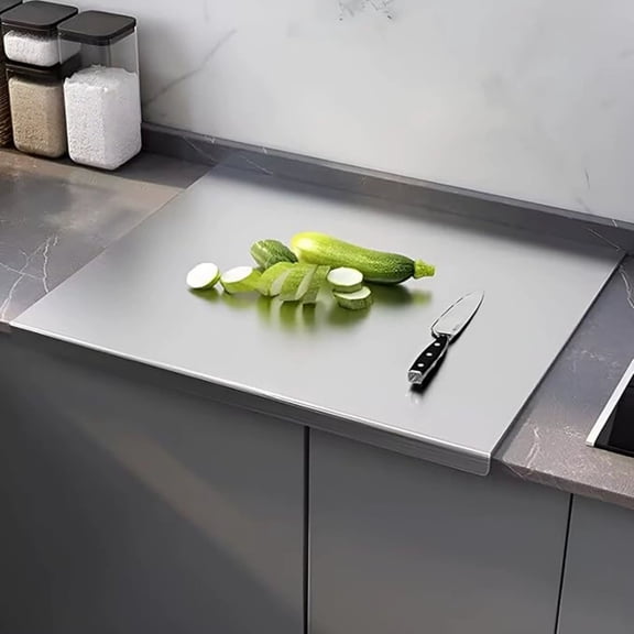 CaiTeLin Stainless Steel Cutting Board Over Sink, Kitchen Countertop Protector Chopping Board, Food-Grade Metal Cutting Mat for Kitchen, Prep, Cooking