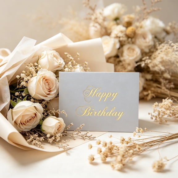 CaiTeLin Teacher's Day Holiday Greeting Card, Folded Wishes Card with Flower Hot Stamping, Birthday Gift Card for Educator, Mentor, Professor, Home, Office, Classroom, Party Use