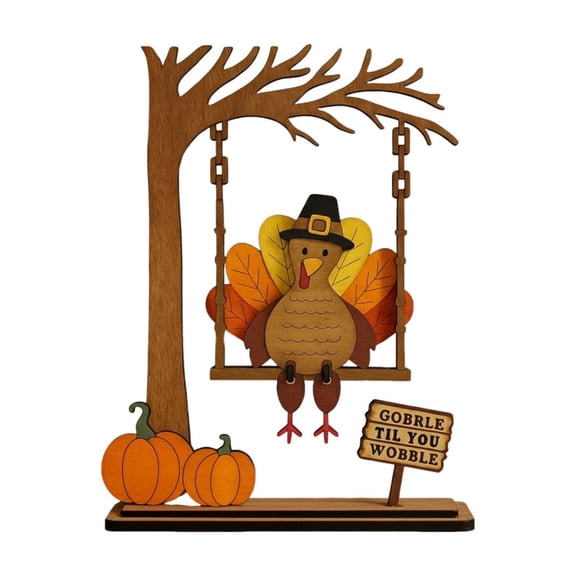 CaiTeLin Thanksgiving Turkey Ornament, Swing Decorative Figurine, Home Decor for Tabletop and Shelf Display