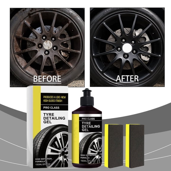 CaiTeLin Tire Care Gel 150ml Daily Car Tire, Blackening Polishing Brightening Refreshing with Sponge, Auto Care for Car, Truck, SUV, Motorcycle, Home Garage, Workshop, Professional Use