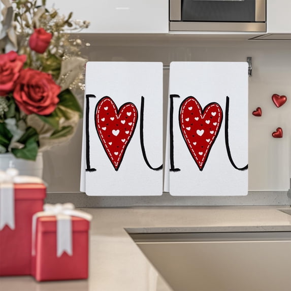 CaiTeLin Valentine's Day Kitchen Towels, 23.6x15.8 Inches Drying Cloth Tea Towel, Absorbent for Cooking, Baking, Dish Drying, Holiday Home Decor
