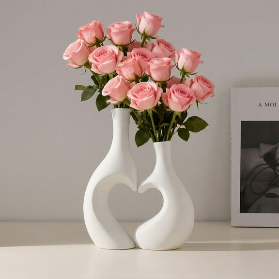 CaiTeLin Valentine's Day Plastic Vase, Non-Fragile Decorative Art Tabletop Vase, for Artificial Flowers, Home Desk, Bookshelf, Wedding, Dining Table Decor