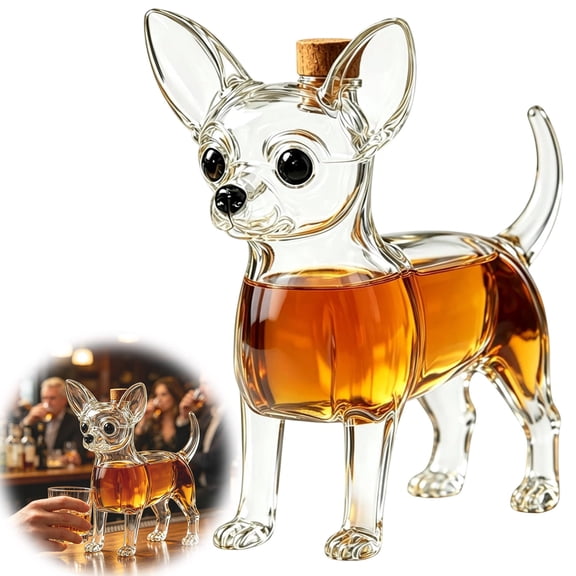 CaiTeLin Whiskey Decanter Novelty, Handmade Glass Wine Bottle, Funny Animals Themed Barware, Home Office Decoration for Bar, Kitchen, Shelf, Desk