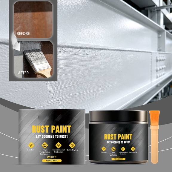 CaiTeLin White Antirust Paint, Metal Surface Protective Coating with Quick Dry Formula and Smooth Matte Finish, Touch Up Paint for Furniture Gate Fence Outdoor Indoor Home Daily Care Task Use