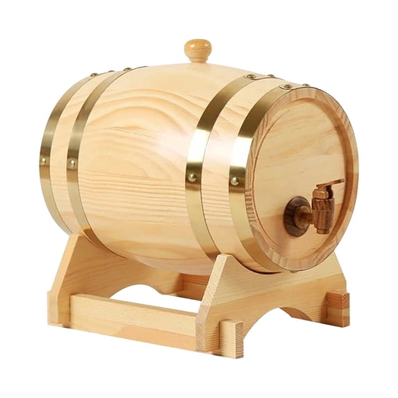 CaiTeLin Wooden Wine Barrel Decor, Home Decorative Beer Keg Storage Container Vessel, Rustic Accent for Bar Kitchen Party Table Mantle Shelf Window Indoor Seasonal Holiday Display