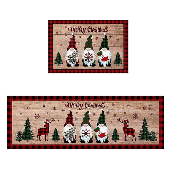 CaiYueKe 2 Pcs Non Slip Kitchen Mat Set Absorbent Waterproof Washable Floor Rug Anti Fatigue Cushioned Mats for Entryway Laundry Room Indoor Outdoor