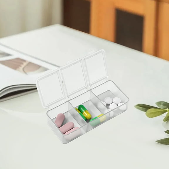 CaiYueKe 3-Grid Pill Box with Lid, Daily Pill Organizer, Day Medicine Organizer, Portable Pill Dispenser, Jewelry Capsule Container, Portable Case for Pills, Supplements and Fish Oils Medication Aids