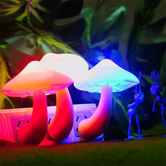 CaiYueKe 5 Counts LED Mushroom Night Light Plug in Lamp, Light Sensor Night Lights Plug into Wall, Dusk to Dawn Sensor Night Light for Adults Room Bedroom Bathroom Hallway Kitchen