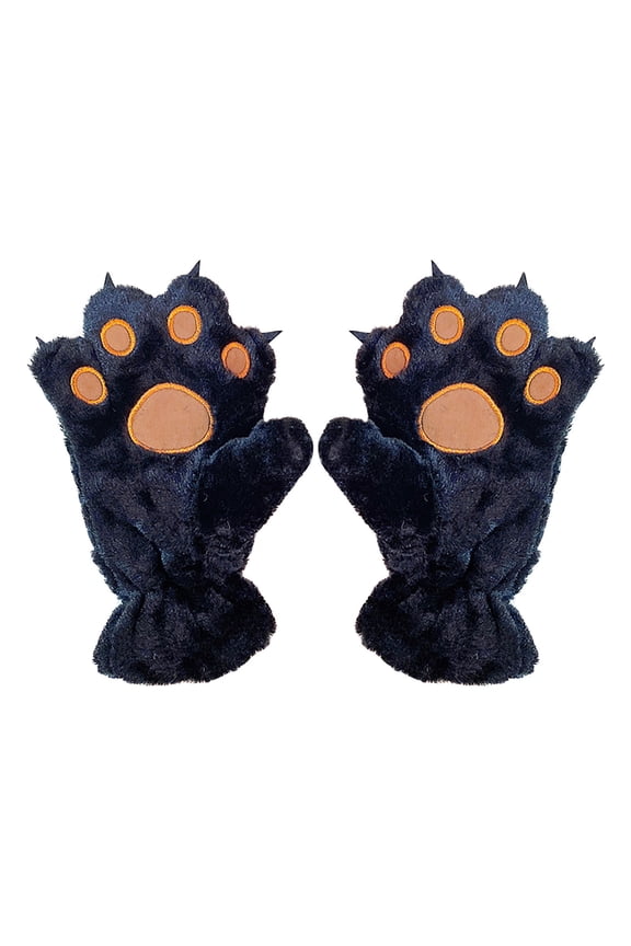 Animal Paw Print Gloves Full Finger Warm Winter Thermal Plush Claws Design Outdoor Indoor Cold Weather Hand Protection Unisex Novelty Wearable