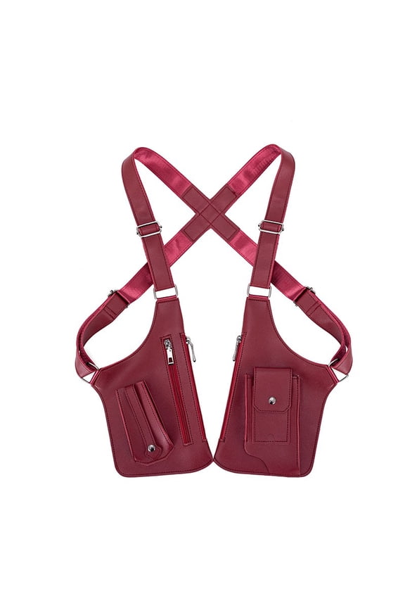 Anti-Theft Leather Double Shoulder Bag - Concealed Underarm Security Wallet for Men and Women, Blocking Hidden Money Belt Crossbody Purse for Travel and Pickpocket Prevention