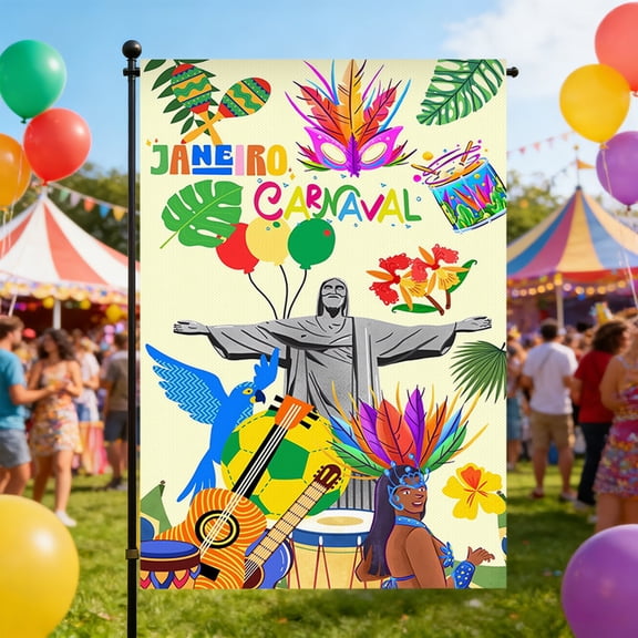 CaiYueKe Carnival Garden Flag Double Sided Outdoor Decorative Hanging Banner Festival Party Scene Mask Ball Celebration Yard Patio Porch Decor