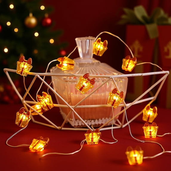 CaiYueKe Christmas Lights Decorations, 9.84 FT LED Battery Operated Christmas Tree Bells Gift Box String Lights, Xmas Fairy Lights for Home Party Indoor Outdoor Decor