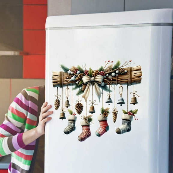 CaiYueKe Christmas Window Stickers Removable Decals Holiday Home Decor Refrigerator Wall Glass Toilet Decal PVC Adhesive Clings Festive Seasonal Decorations