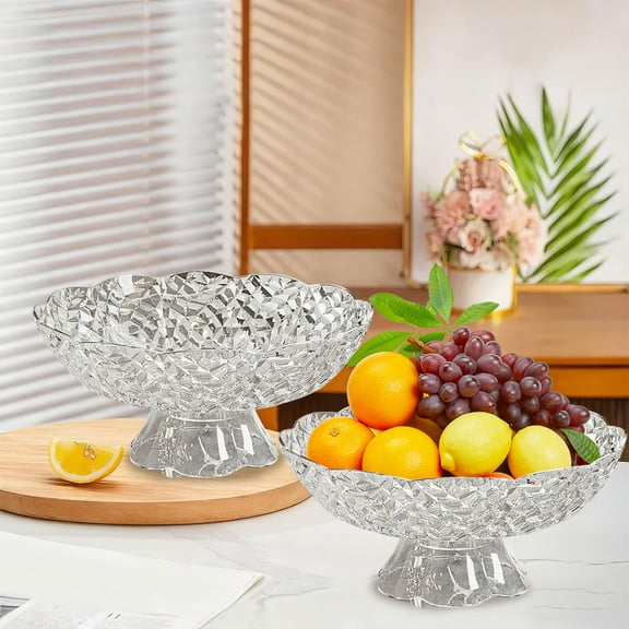 CaiYueKe Elegant Fruit and Vegetable Serving Plate with Detachable Draining Base, Multi-Purpose Plastic Snack Tray for Candy Fruits Vegetables, Home Kitchen Serving Platter for Party Dining Decor
