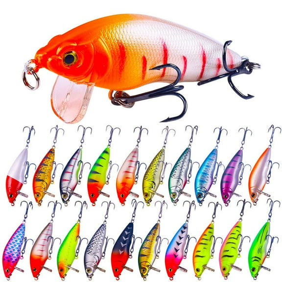 CaiYueKe Fishing Lures Kit 20 Pieces, Floating Minnow Crankbaits Spoons Soft Plastic Baits, Tackle Box Assortment for Freshwater Saltwater, Trout Bass Walleye Salmon Fishing Accessories
