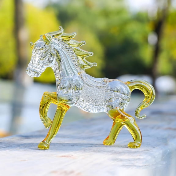 CaiYueKe Glass Carousel Decoration Handmade Ornament Animal Figurine Home Decor Gift for Party Wedding Birthday Celebration Centerpiece Tabletop Display