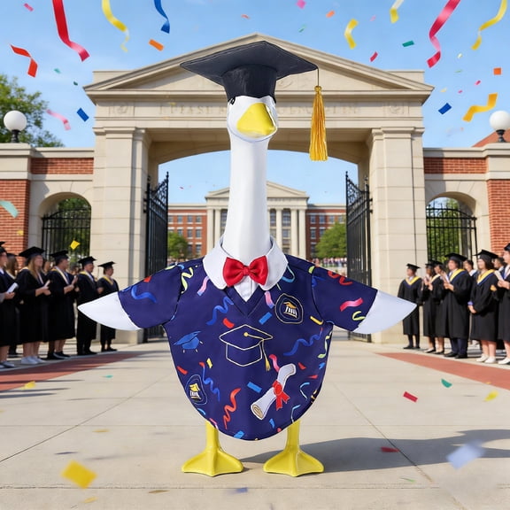 CaiYueKe Graduation Goose Outfit Costume for 23 Inch Yard Garden Porch Decor - Waterproof Fade-Resistant Outdoor Statue Costume Set for Celebration Party Photo Prop Seasonal Lawn Ornament