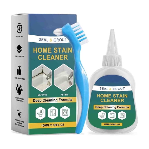 CaiYueKe Grout Cleaner Concentrated Solution Fast-Acting Multi-Surface Stain Remover for Tiles Porcelain Sealed Surfaces with Brush Deep Cleaning Formulas Home Cleaner