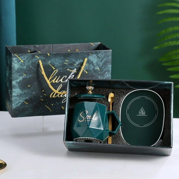 CaiYueKe Heated Mug Electric Coffee Warmer Smart Temperature Control Cup Travel Office Desk Beverage Warmer Portable Cordless Warming Mug