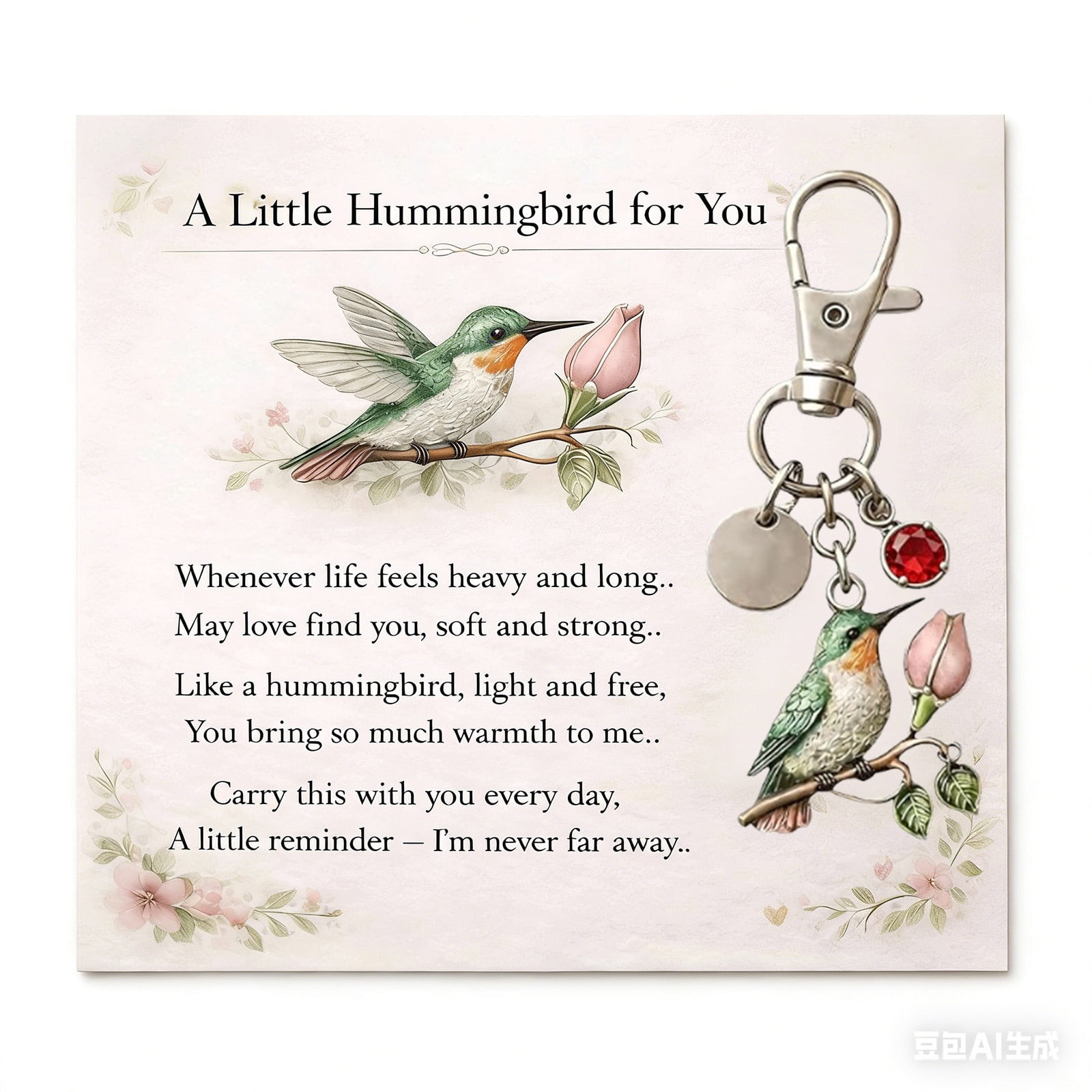 CaiYueKe A Little Hummingbird for You Keychain, Meaningful Mother's Day ...