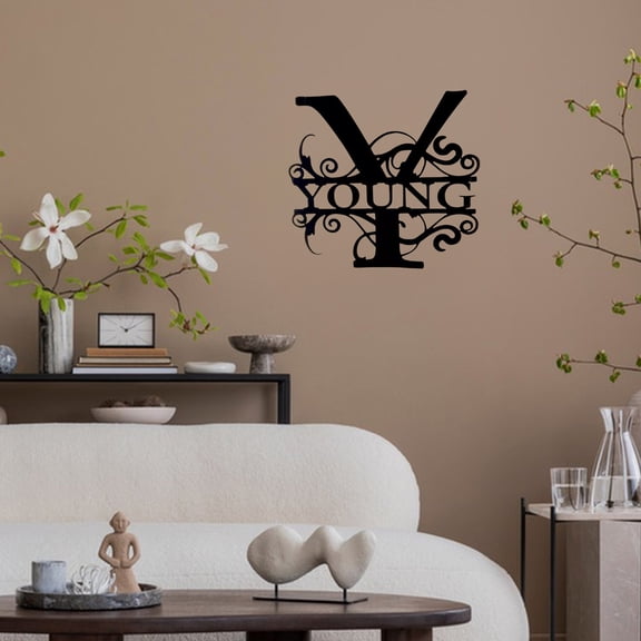 CaiYueKe Metal Wall Art Decor Letter Sign - Family Name Initial, Monogram Iron Art Sign with Rustic Modern Design, Indoor Outdoor Hanging Decoration for Home, Housewarming Wedding Gift