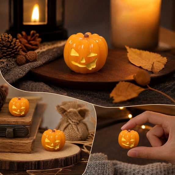 CaiYueKe Miniature Resin Pumpkin Decorations, Grimace Face Figurines for Halloween Party Favors, Tabletop Accents for Spooky Atmosphere, Versatile Home Decor and DIY Craft Pieces