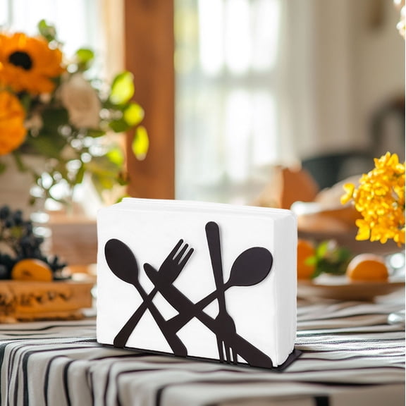 CaiYueKe Napkin Holder for Table,Modern Metal Napkin Holders,Fork and Spoon Theme Style Napkin Holder, Suitable for Kitchen Coffee Shop Dining Room Bar Picnic Countertop