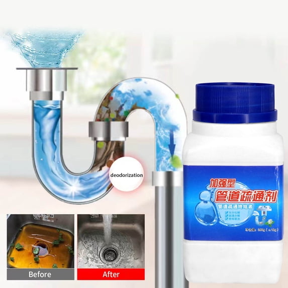 CaiYueKe Powerful Drain Cleaner Powder 260g - Fast Foaming Pipe Bomb for Kitchen Sink and Toilet, Hair Grease Clog Remover, Safe for Pipes and Septic Systems