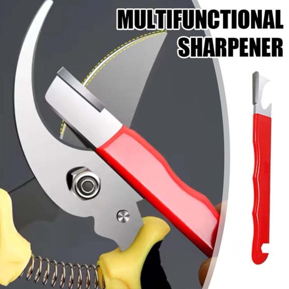 CaiYueKe Red Portable Quick Sharpener, Lawnmower Blade Sharpener, Multipurpose Pocket Garden Tool for Knives, Pruners, Loppers, Hedge Shears, Scissors, Axes, Hatchets, Machetes, Lawn Mowers