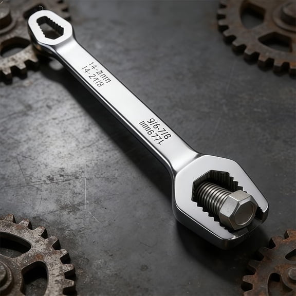 CaiYueKe Self-Tightening Adjustable Wrench Set, Double Ended Ratcheting Wrench Tool, Non Slip Grooved Jaws, Forged Steel Automotive Wrench, Home DIY Repair Tool, Mechanical Maintenance Wrench Kit