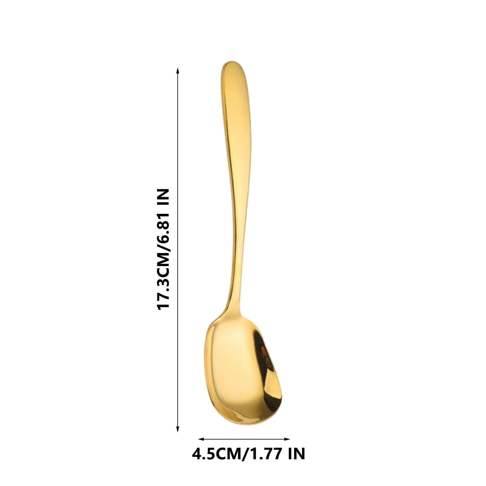 CaiYueKe Stainless Steel Square Head Flat Bottom Spoon Gold Plated ...