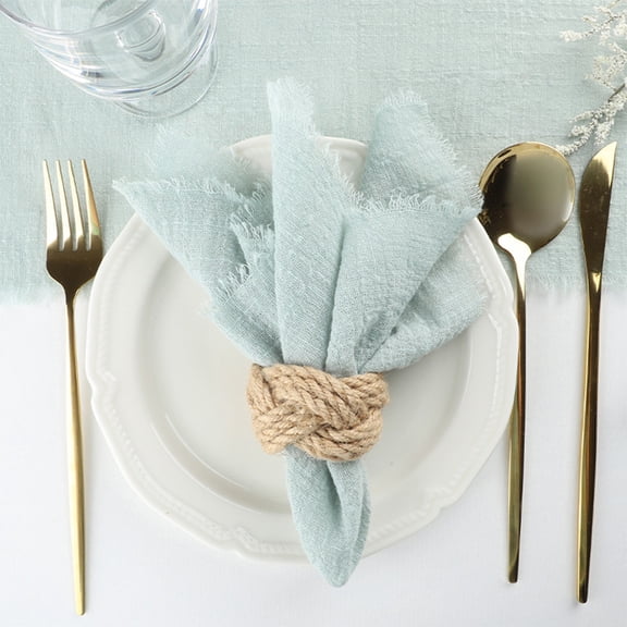 CaiYueKe Tassel Napkin 16.5"x16.5", Fringed Linen Table Cloth for Western Dining, Pleated Wrinkle Texture Placemat for Dinner Party Holiday, Reusable Washable Home Kitchen Decor