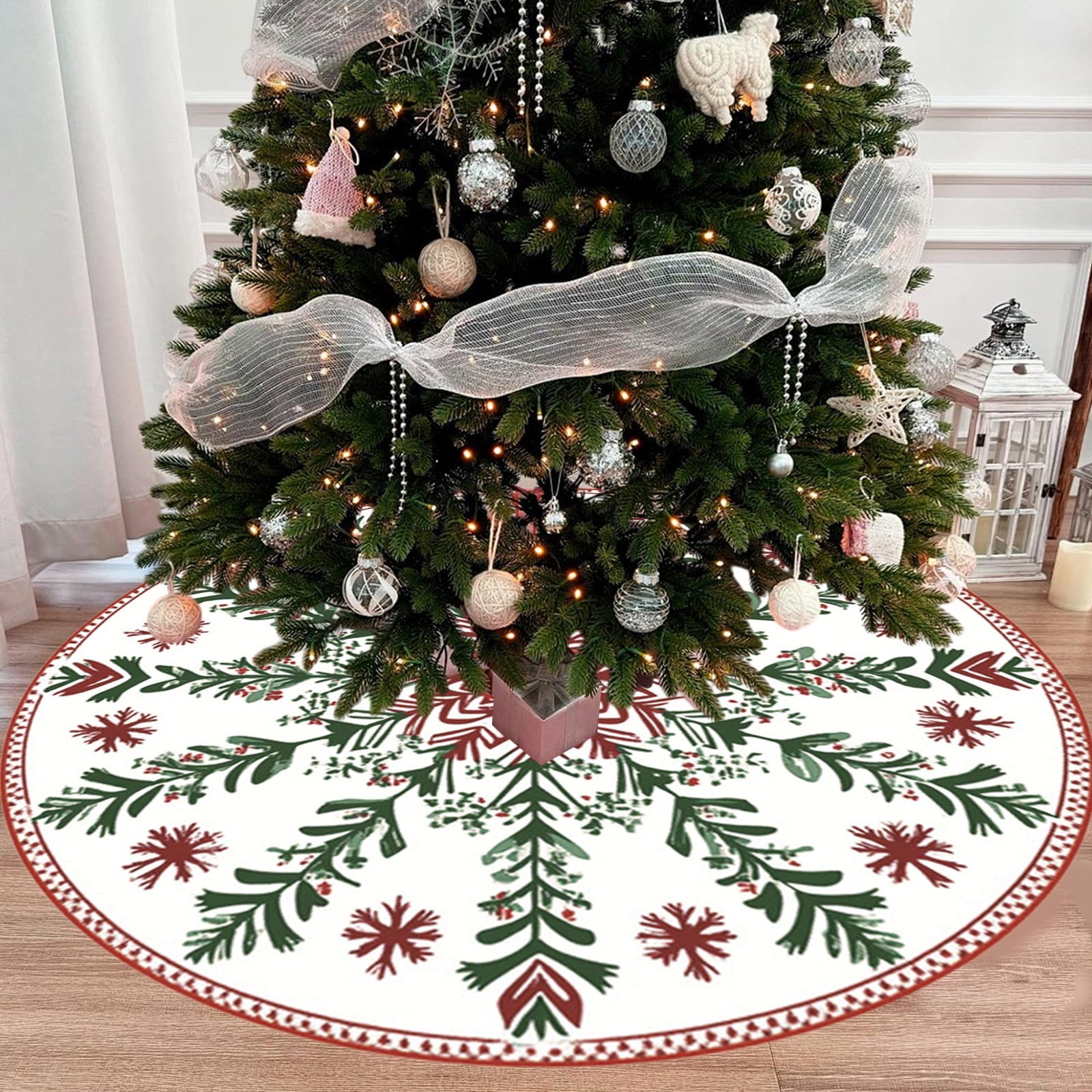 CaiYueKe Washable Christmas Tree Skirt, Festive Holiday Tree Mat, High ...