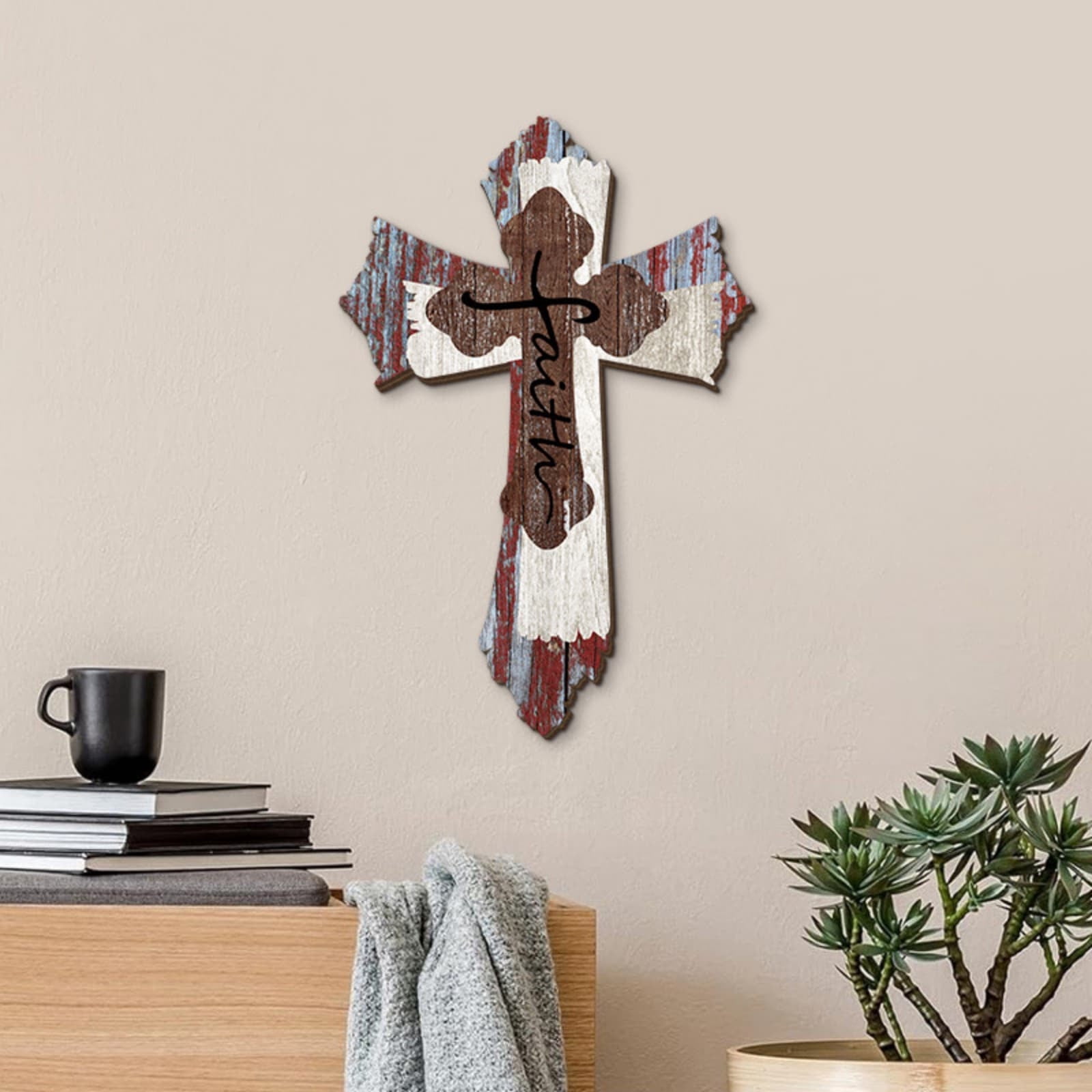 CaiYueKe Wooden Wall Cross Decor Easter Home Religious Christian Church ...