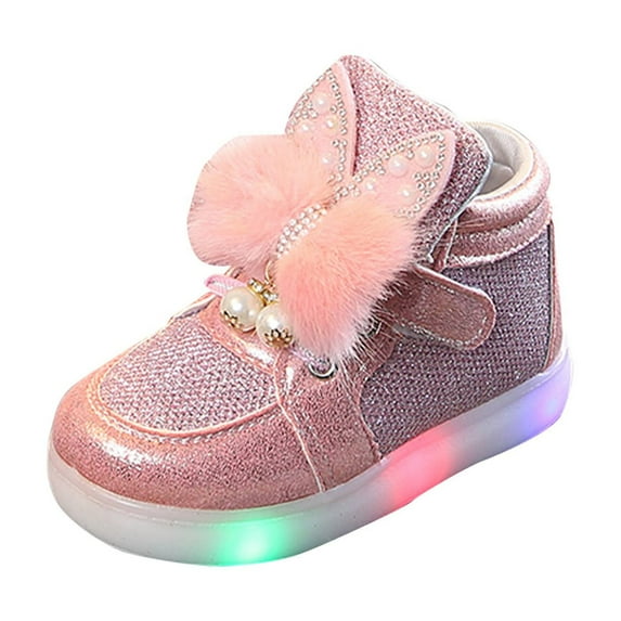 Caicj98 Girls' Sneakers Led Light Up Shoes Walking Shoes Casual Princess Shoes for Toddler Baby Girls (Toddler/Little Kid) Pink,8.5